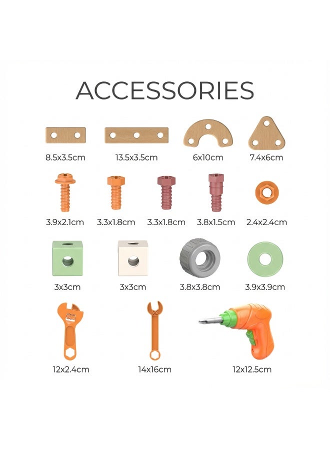 158 Pcs STEM Construction Tool Kit for Kids - Power Drill Toy Set with Portable Case - Role Play Engineering Toys for Toddlers Age 3, 4, 5, 6+ - Image 3